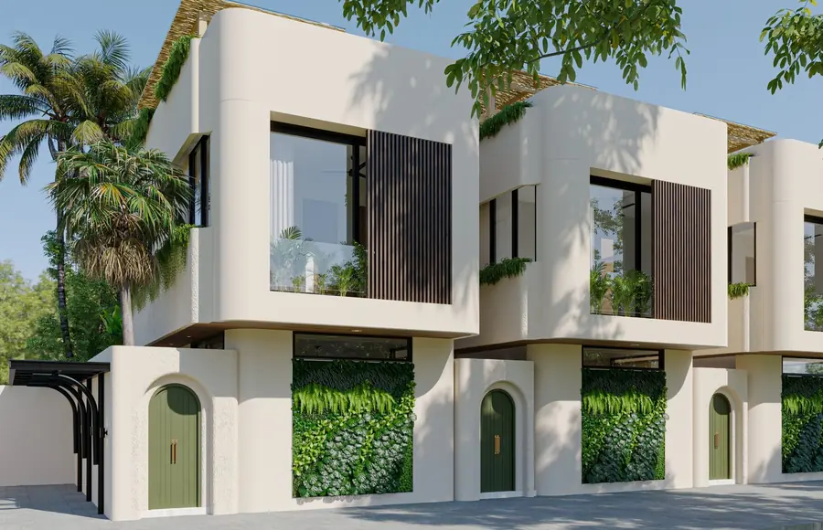 Impressie van de gevels van The Maison in Pererenan