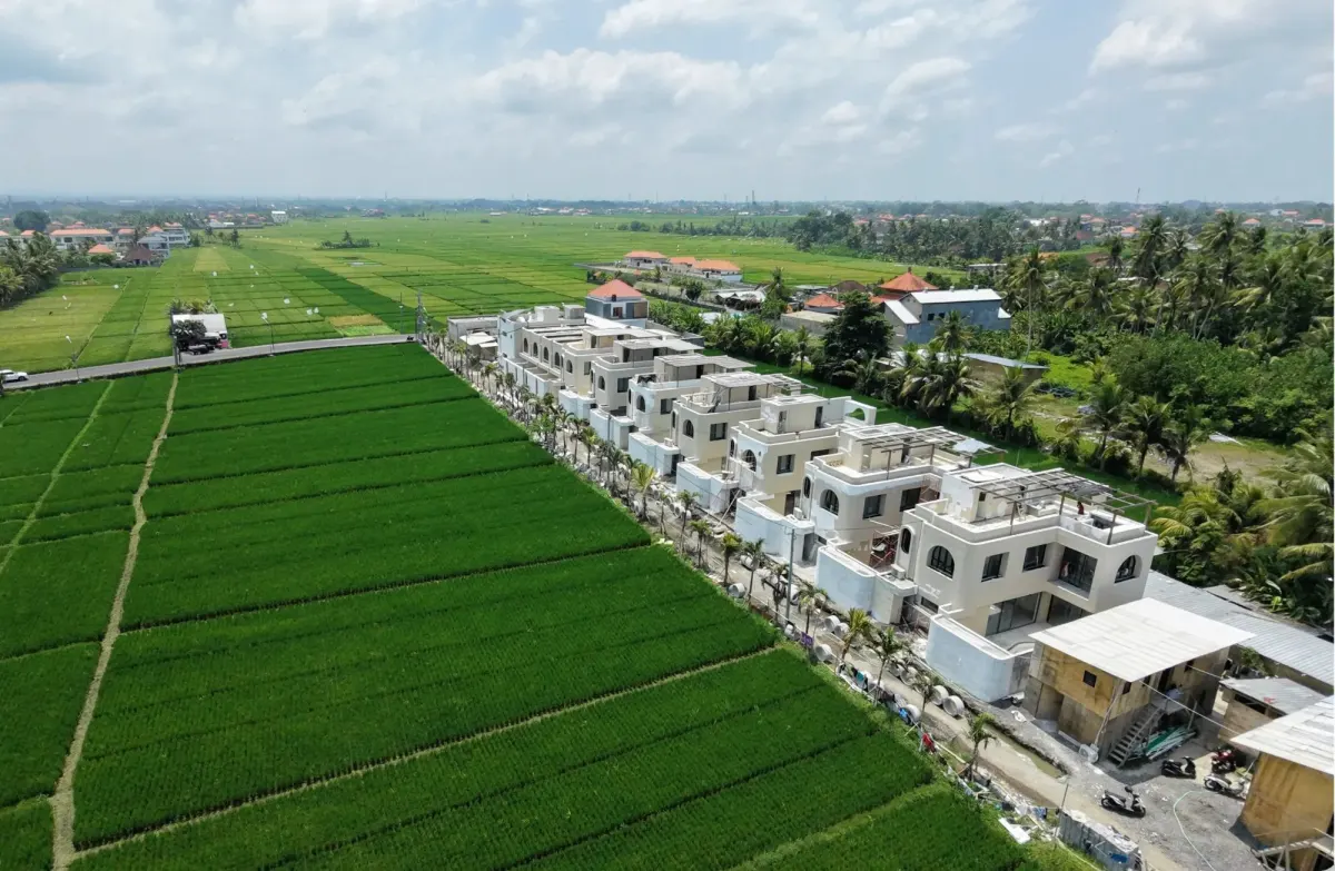 MOKA van boven, tussen de rijstvelden